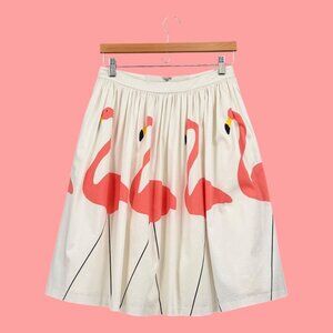 Alice + Olivia Flamingo Print A-Line Skirt w/ Pockets S6 Great Condition!